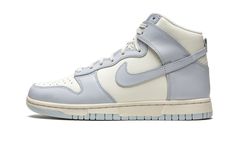 The Women’s Nike Dunk High “Football Grey” is the women’s sizing of the all-time classic high-top shoe that was released by Nike in early January 2021. The “Football Grey” doesn’t have any ties to a specific football team, but instead references the shade of grey used on its design. Along with the interesting shade, an elegant mixture of Sail and Pale Ivory combine to form a stately look for the Nike Dunk High. A cream colored leather appears on the perforated toe, mid-panel, collar, and heel. T Cute Dunks High, Nike Dunks Mid, Nike Dunks High, Dunks High, Shoe Aesthetic, Bday List, Shoes 2021, Mode Shoes, High Top Shoe