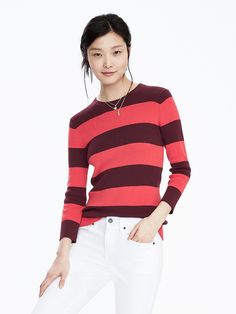 product photo Rugby Stripe, Rugby Fashion, Vs Models, Stitch Fix Stylist, Clothes Style, Women's Sweaters, Sweater Women, Cashmere Sweaters, Color Combos