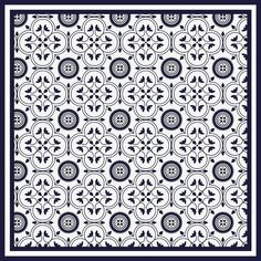 a blue and white tile pattern with circular designs on the bottom, in an ornate manner