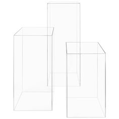 three clear boxes sitting next to each other