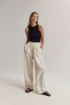 Beige Linen Pants Outfit, Cream Linen Pants, Natural Linen Pants, Beige Linen Pants, Trouser Outfit