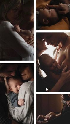 multiple shots of a woman holding a baby in her arms