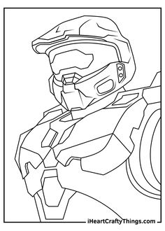 a coloring page with the image of a soldier in armor and helmet, as well as text