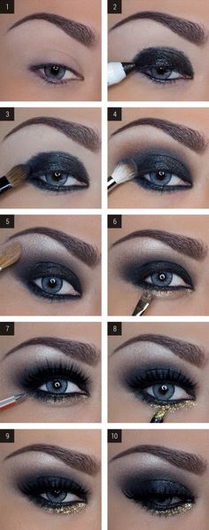 Not a typical makeup look for me, but good tutorial that would work for my… Smoky Eye Makeup Tutorial, Dramatic Smokey Eye, Mekap Mata, Dark Eye Makeup, Beauty Tutorial, Hooded Eye Makeup