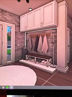 #bloxburg #aesthetic #robloxs Front Door Decor Bloxburg, Bloxburg Laundry Room Ideas No Gamepasses, 2 Bedroom House Plans Bloxburg, Blox Burg Entry Ideas, Front Of Bloxburg House Ideas, Sitting Room Ideas Bloxburg, Bloxburg House Window Ideas, Cute Bloxburg Decor Ideas, Bloxburg Wall Colors Inside