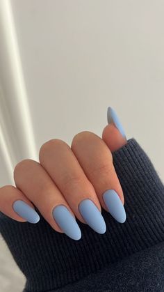 Matte Nail Colors, Blue Matte Nails, Blue Nail Color, Plain Nails, Nail Colors Winter, Classy Nails, Blue Nails