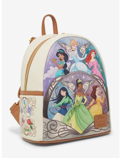 Loungefly Disney Princesses Mini Backpack | Hot Topic Loungefly Purse, Princess Backpack, Park Outfit, Disney Princess Cartoons, Care Bears Cousins, Disney Adult, Disney Loungefly, Disney Bags, Loungefly Bag