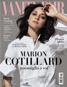 the cover of vanity fair magazine with a woman in white shirt and jeans on it