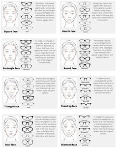 Types Of Sunglasses Face Shapes, Glasses For Face Type, Glasses Frames For Women Triangle Face, Frames For Long Faces Glasses, Oblong Face Eyeglasses, Glass Frame For Oval Face, Different Types Of Glasses Frames, Best Glasses Shape For Oval Face, Types Of Frames Glasses