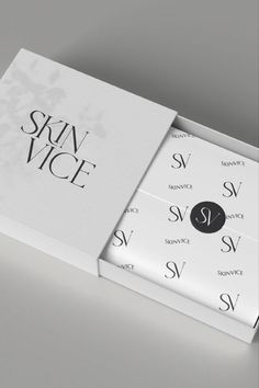 the skin vice box is open to reveal it's contents and its packaging design