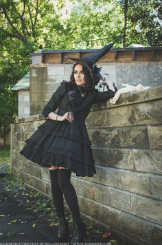 Victorian witch outfit featuring a black mourning dress by Gloomth. Find it on our site in sizes S-5XL #gloomth #witch #halloween #october #halloweenoutfit #witch #victorianwitch #victoriandress #victorianmourning #blackdress #gothicfashion #goth #gothic #gothicvictorian #alt Witches Night, Witches Night Out, Dark Witch, Witch Costume