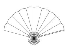 a fan that is drawn in black and white, with the top half facing upward