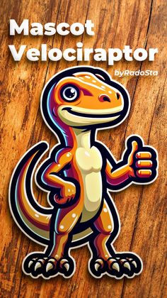 a sticker with an image of a lizard on it's back and the words mascot