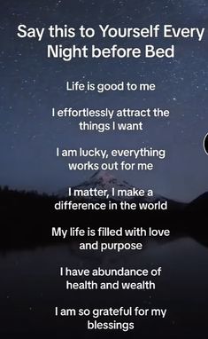 Evening Mantra, Witchy Affirmations, Night Time Affirmations, Time Affirmations, Night Affirmations, Bedtime Affirmations, Quotes Healing, Saturday Quotes, Affirmations Positive