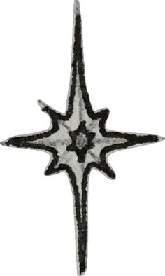 an artistic black and white star ornament