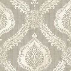 a gray and white wallpaper with an ornate design