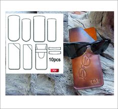 an image of sunglasses and leather case on the rocks with text overlaying it