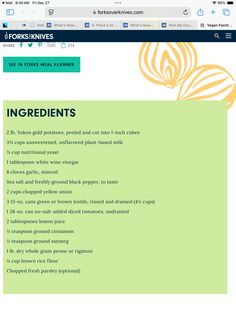 the ingredients page on this website