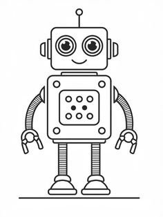 robot icon Cartoon Robot Drawings, Robot Line Art, Easy Robotics Projects For Kids, Robot Art Drawing Sketch, Robot Drawing Easy, Robot Drawing Sketches, How To Draw Robots, Robots Art Drawing, Cute Robot Design