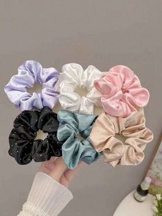 Multicolor Casual,Cute,Elegant,Street,Boho,Royal,Party Collar  Elastic Plain  Embellished   Women Accessories Color Minimalist, Royal Party, Hair Scrunchies, Crystal Hair, Latest Hairstyles, Hair Accessories For Women, Hair Ties