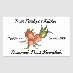 a sticker that says from peddle's kitchen with peachs on it