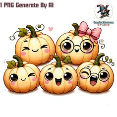 some cute little pumpkins with big eyes and bows on their heads, all wearing glasses