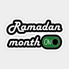 two stickers that say raman month on and one with the letter q in black