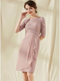 JJsHouse Sheath/Column Scoop Neck Knee-Length Beading Cascading Ruffles Zipper Up Sleeves 1/2 Sleeves No Dusty Rose Winter Spring Fall General Plus Chiffon Lace Cocktail Dress. #JJsHouse #SheathColumn #ScoopNeck #KneeLength #Beading #CascadingRuffles #ZipperUp #Sleeves #12Sleeves #No #DustyRose #Winter #Spring #Fall #General #Plus #Chiffon #Lace #CocktailDress Cascading Dress, Lace Ruffle Dress, Knee Length Cocktail Dress, Cocktail Dresses Online, Ruffle Beading, Chiffon Cocktail Dress, Cascading Ruffles, Beaded Cocktail Dress, Dresses Chiffon