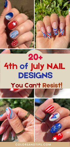 4th Of July Nail Designs, July Nail Designs, 4th Of July Nail, Daisy Nail Art, Star Nail Designs