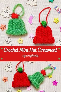 crochet mini hat ornament for christmas