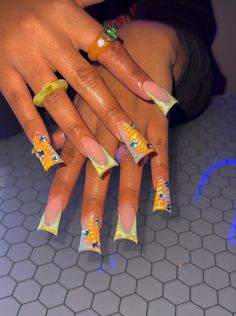 Yellow Duck Nails, Duck Nails Long, Duck Nail, Acrylic Nail Set