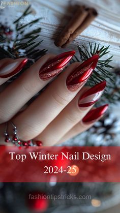 Western Christmas Nails, Almond Christmas Nails, Winter Nail Design, Festive Nail Designs, Holiday Nail Designs, Using Canva, Seasonal Nails, Creative Nail Designs, Christmas Nail Art Designs