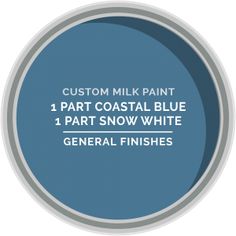 a blue paint can with the words custom milk paint