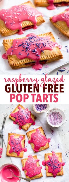 raspberry glazed gluten - free pop tarts with sprinkles on top