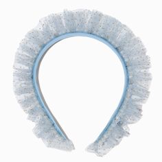 This fancy headband makes it look like you're wearing a crown! It features light blue tulle flecked with golden glitter, plus a rim of shimmering faux pearls. Wear it for dressy occasions, or just because! Satin-covered headbandMaterial: Polyester - Claire's Glittery Light Blue Tulle Headband Tulle Headband, Crown Hair Clip, Sensitive Ears Earrings, Wearing A Crown, Piercing Kit, Flower Crown Hairstyle, Tiara Hairstyles, Word Bracelet, Jewelry Words