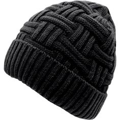 a black knitted hat on a white background