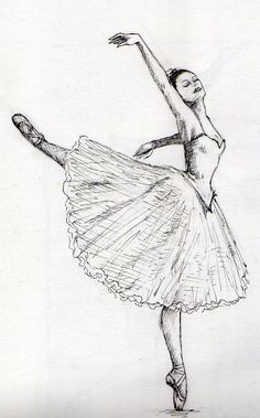 a pencil drawing of a ballerina dancer