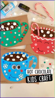 hot chocolate kids craft with paper bags and candy canes