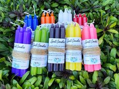 "ALL US ORDERS $35 AND OVER WILL AUTOMATICALLY GET FREE SHIPPING! Description: Our Mini Spell Candles are perfect for ritual, spells, prayer, and more. We are selling them in packs of 5- all solid colors or assorted. Dimensions: Candles are 4\" tall and 1/2\" wide. This is a blended listing. Amount of product in each candle is approximate and as accurate as possible, though slight variations should be expected. Color may vary slightly in-person, depending on your viewing screen and phone/compute Spell Candle Color Meanings, Positivity Candle Spell, Wich Craft Candles, Ritual Spells, Altar Candles Witchcraft, Candles Ritual, Black Magic For Love, Unbinding Spell Candle, Modern Mystic