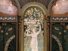 an ornate stained glass window in a church