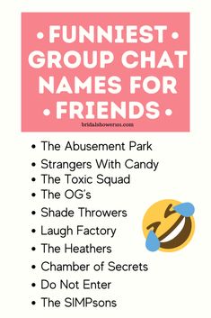 the funniest group chat names for friends info sheet - click to see more information