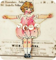 a drawing of a girl with buttons on her body