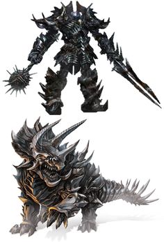 an action figure is shown with spikes on it's head and claws in the foreground