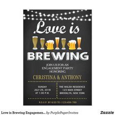 this is an image of a chalkboard beer themed brunch birthday party invitation