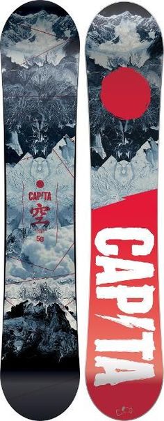 a snowboard with the word capital written on it's bottom and bottom end