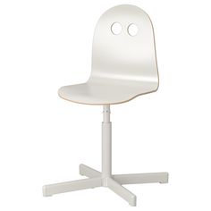 a white chair with wheels on it