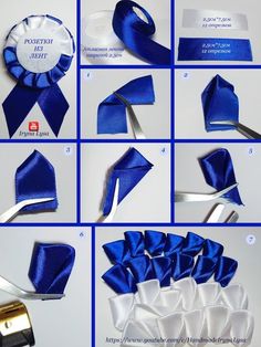 instructions for how to make a satin ribbon with ribbons and bows on the bottom side