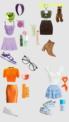 an assortment of clothing and accessories arranged in the shape of a circle