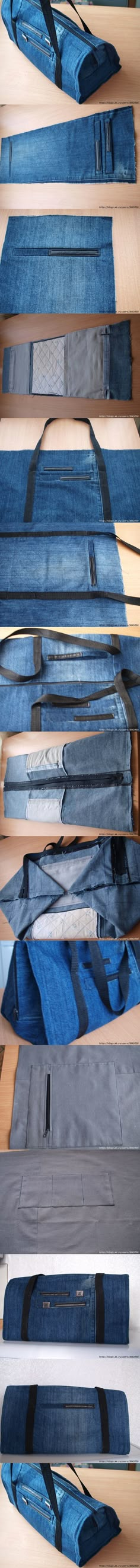 several pairs of jeans are stacked on top of each other