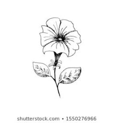 a black and white drawing of a flower